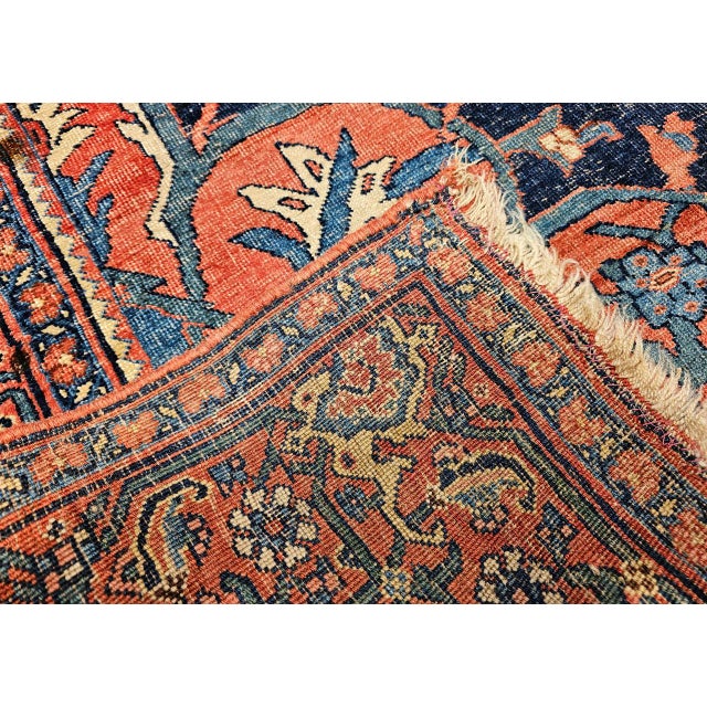 Antique Persian Bidjar Rug, Hand-Knotted Wool, Herati Geometric Pattern, Ivory & Red, 7x12 For Sale In Chicago - Image 6 of 18