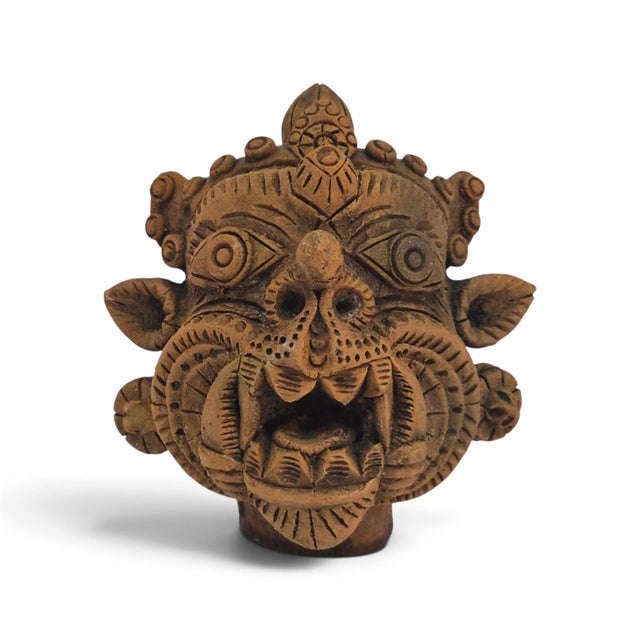 Mid-20th Century Thai Ramakien-Style Terracotta Character Busts, Pair For Sale - Image 10 of 16