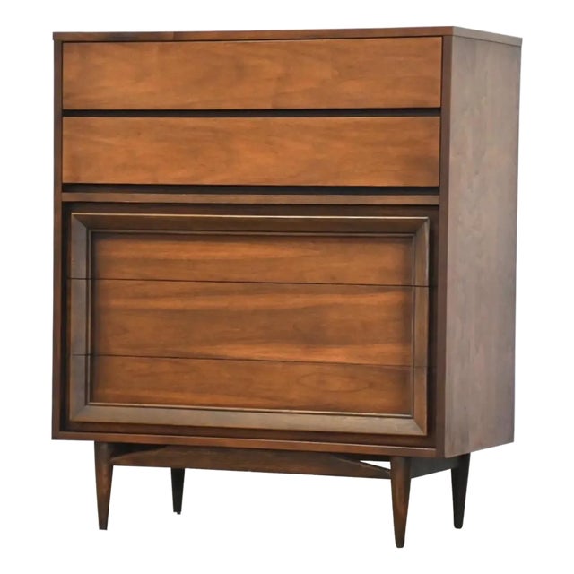 1960s Basic-Witz Walnut Highboy Dresser | Waynesboro, Va For Sale
