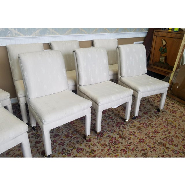 Set 8 Vintage 1980s Imperial By Selig Fully Upholstered Parsons Style