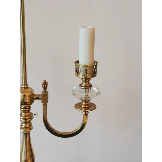 Late 20th Century 20th Century Brass 2 Light Table Lamp With Shade For Sale - Image 5 of 8