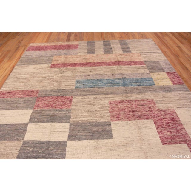 Eye-Catching Modern Contemporary Retro Geometric Design Area Rug, Country of origin: Central Asia, Circa date: Modern Rugs...