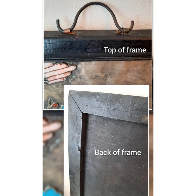 Vintage Pair of Asian Enamel on Metal Birl Floral Wall Art For Sale - Image 4 of 13