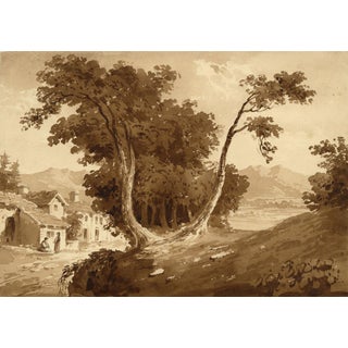 Attrib. William Page, Figures on a Path, Watercolour For Sale