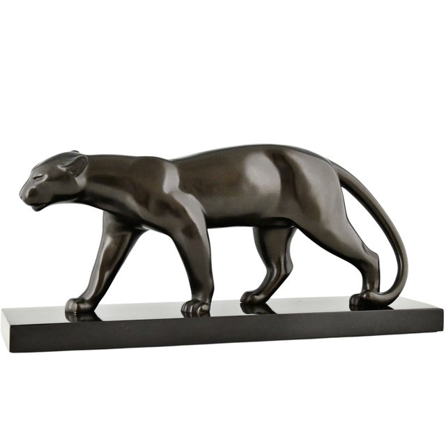 Emile Louis Bracquemond, Sculpture of Walking Panther, 1930, Bronze and Marble For Sale - Image 14 of 14