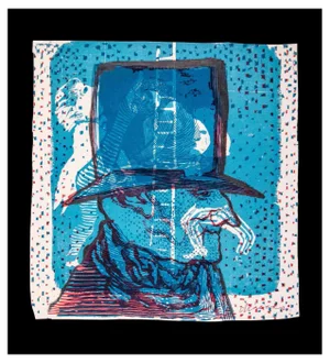 Mino Maccari, Profile of Man, Linocut, 1960s, Framed