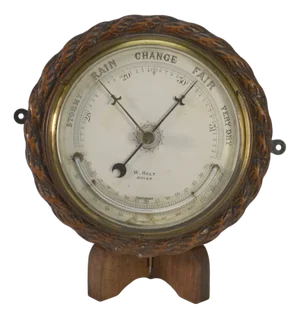 English Boat Thermometer in Oak, Brass and Glass from W.Holt Dover