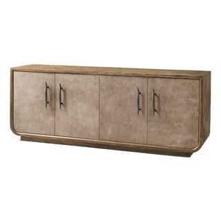 Rustic Modern Leather Front Credenza For Sale