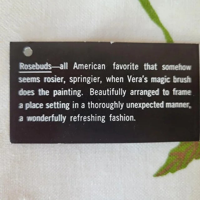 Mid 20th Century Mid-Century Vera Pink Rosebuds Set of 4 Linen Placemats With Napkins For Sale - Image 5 of 6