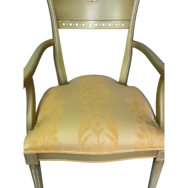 Mid-Century Louis XVI Style Game Table with Green Leather Top and Armchairs, 1960s, Set of 5 For Sale - Image 15 of 18