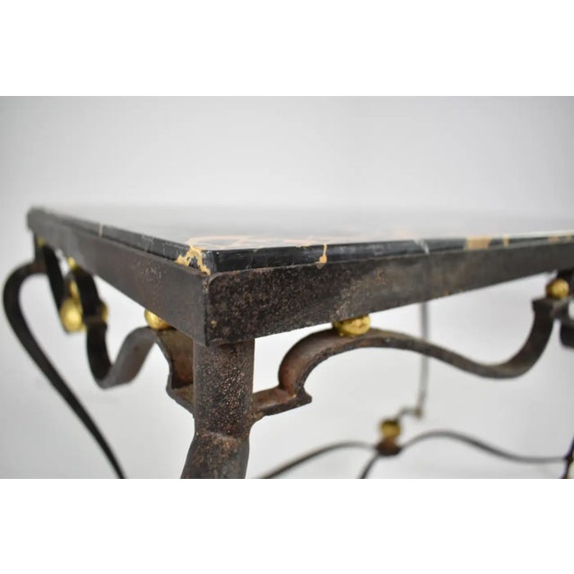 French Brass & Marble Coffee Table Attributed to René Drouet, Circa 1945 For Sale - Image 11 of 13