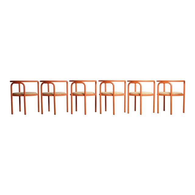 Metal Orange Locus Solus Armchairs by Gae Aulenti for Poltronova, Italy, 1967, Set of 6 For Sale - Image 7 of 18