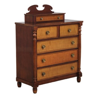 Tiger Maple Front Sheraton Mahogany Dresser W. Jewelry Box For Sale