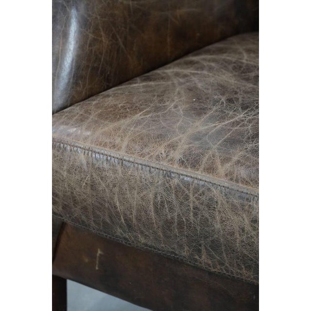 Vintage Brown Cowhide Armchair For Sale - Image 12 of 17