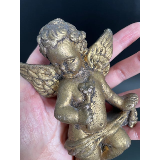 19th Century Gilt Plaster Gesso Cherub Wall Sculptures - a Pair For Sale - Image 9 of 12