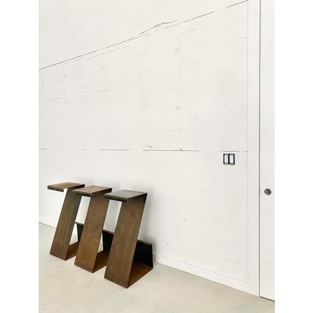 Martha Sturdy Industrial Steel Bar Stools, Set of 3 For Sale - Image 10 of 18