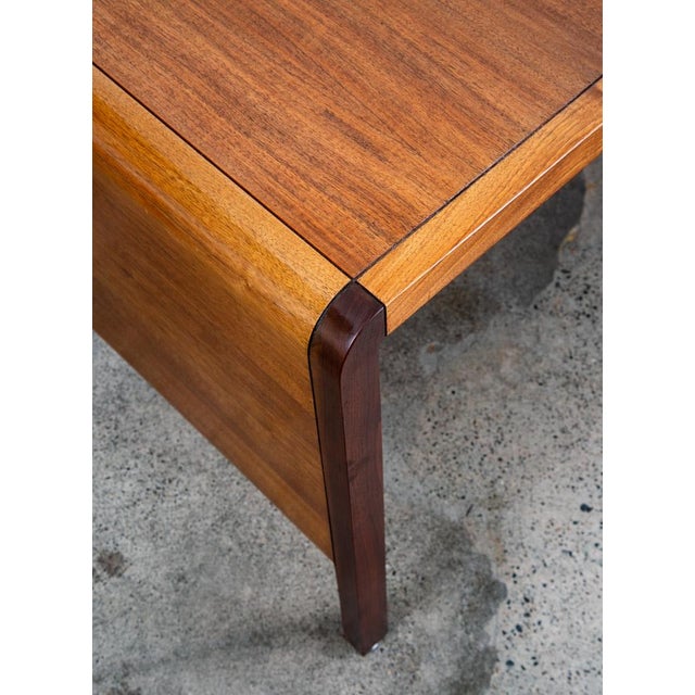 1960s Mid Century Modern Desk Solid Walnut Executive Office 3 Drawer Floating Chrome For Sale - Image 11 of 12