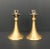Brass Mid-Century Brushed Brass and Silver Candle Holders - a Pair For Sale - Image 8 of 8