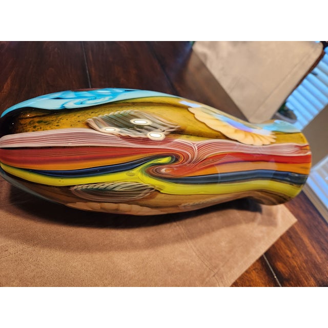 Mid 20th Century Exquisite Hand-Blown Art Glass Floral Vase - Murano Style For Sale - Image 5 of 7