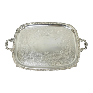 Antique e.g. Webster & Son Victorian Silver Plated Floral Repousse Serving Tray