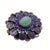 Art Nouveau Cabochon Flower Brooch in Antiqued Metal, Enamel and Turquoise, France, 1920s For Sale - Image 4 of 18