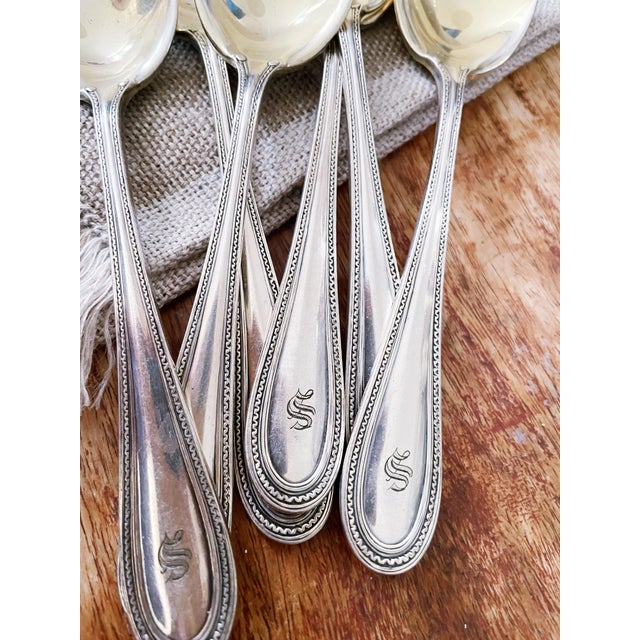 Tiffany and Co. Set of 6 Antique Silver Plated Tiffany & Co Soup Spoons For Sale - Image 4 of 4