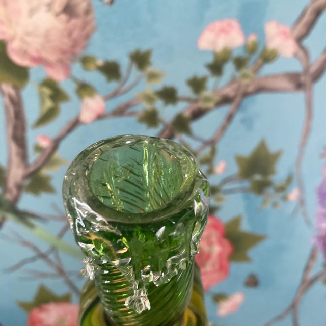 Late 20th Century Essie Zareh Green Blown Glass Candlesticks- a Pair For Sale - Image 9 of 11