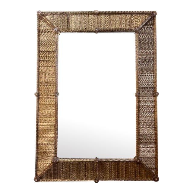 Murano Twist Glass Rod Mirror For Sale