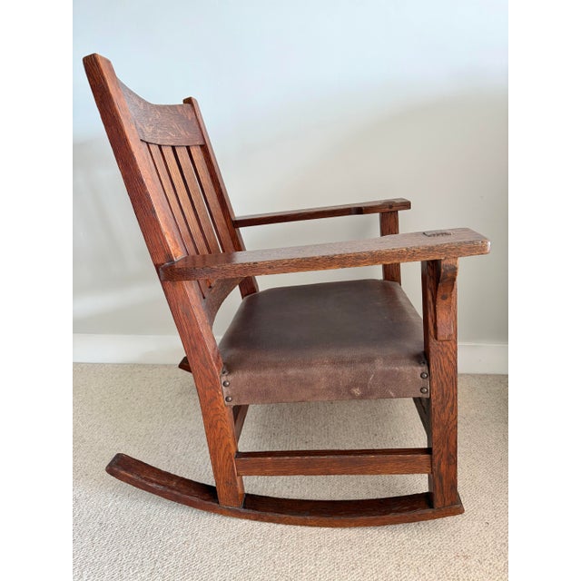 1910s 1910s G. Stickley v-Back Rocking Chair For Sale - Image 5 of 10