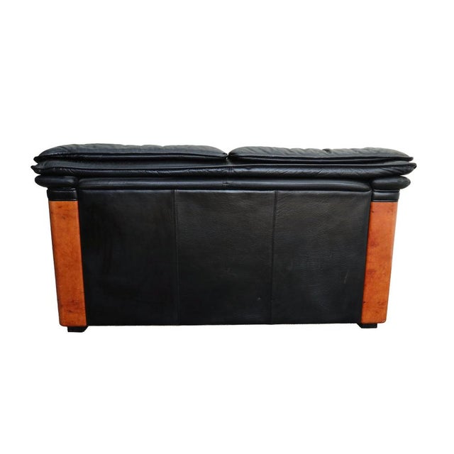 Black Vintage Two-Seater Sofa in Black Leather by Paolo Gucci for Formitalia, Italy, 1991 For Sale - Image 8 of 18