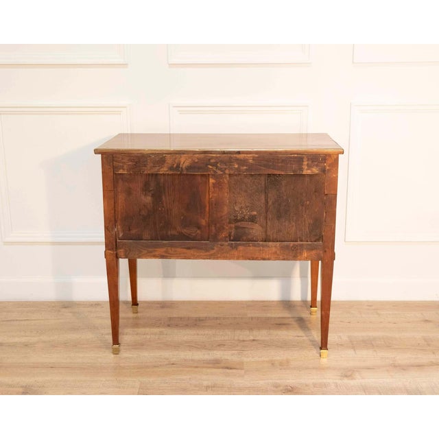 Wood Louis XVI–Style Cherrywood Chest of Drawers with Brass Trim, France For Sale - Image 7 of 8