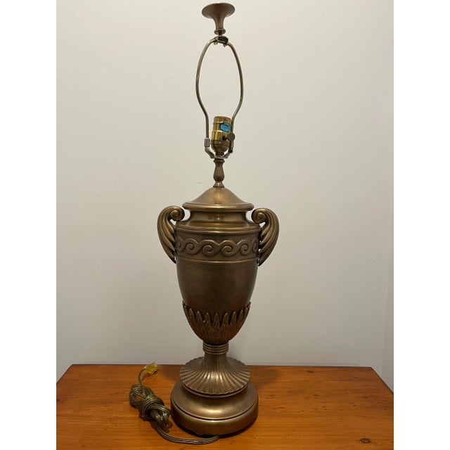 Traditional 2000s Chapman Bronze Table Lamp W Black Shade For Sale - Image 3 of 8