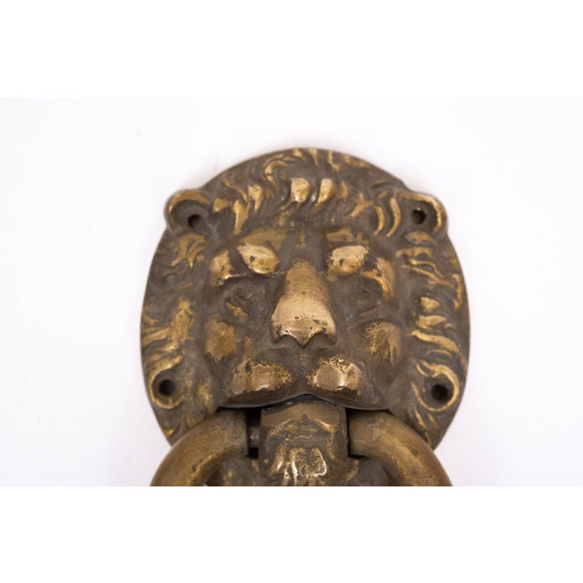 Lions Head Door Knocker in Gilded Bronze, 1900 For Sale - Image 3 of 10