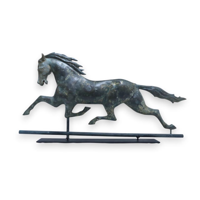 Metal Antique American Large Gilt Copper Horse Weathervane For Sale - Image 7 of 13