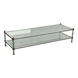 Mid 20th Century Maison Jansen Metal + Glass Coffee Table For Sale