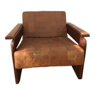 Mid-Century Modern Percival Lafer Patchwork Leather, Suede and Rosewood Armchair For Sale