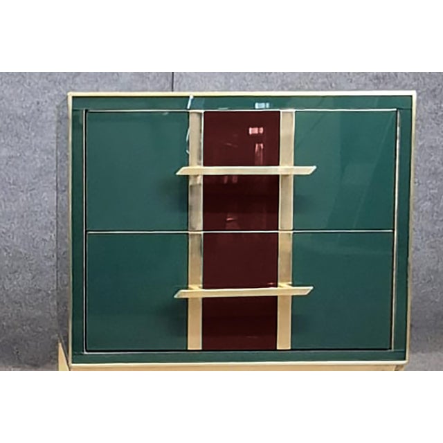 Wood Green and Red Murano Bedside Tables from Justfurnituress SRL, Set of 2 For Sale - Image 7 of 9