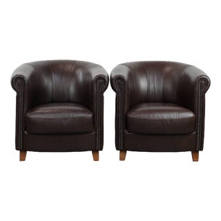 Club Chairs in Cowhide Leaher, Set of 2 For Sale