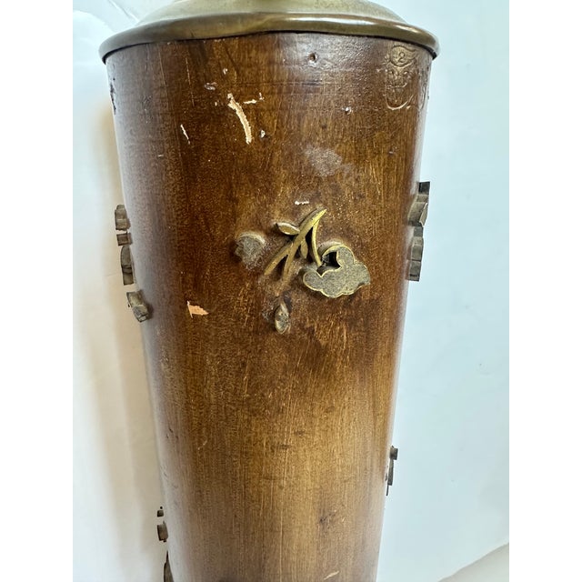 Vintage Wood and Metal Wallpaper Roller Table Lamps -a Pair For Sale - Image 13 of 14