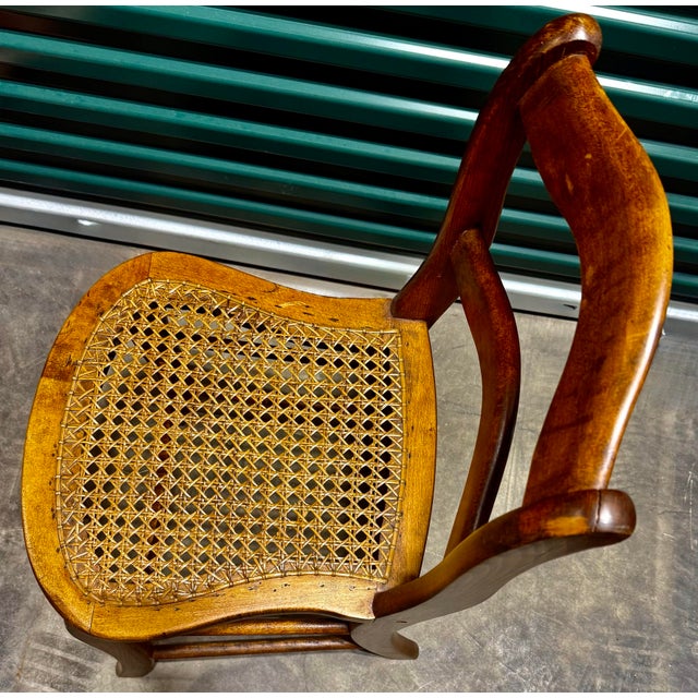 Victorian Antique Walnut Cane Seat Side Chair For Sale - Image 3 of 9