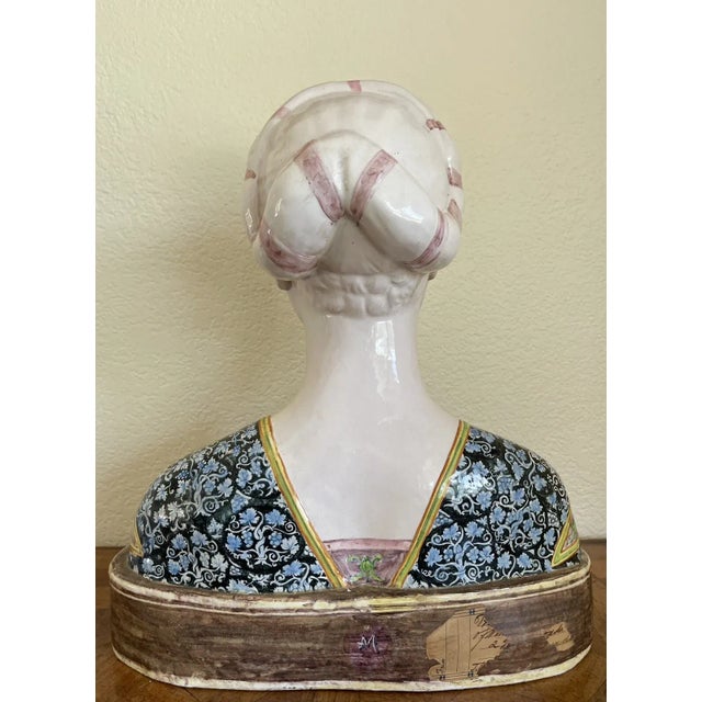 Ceramic Late 19th Century Antique Angelo Minghetti Majolica Italian Woman Bust After Francesco Laurana For Sale - Image 7 of 12