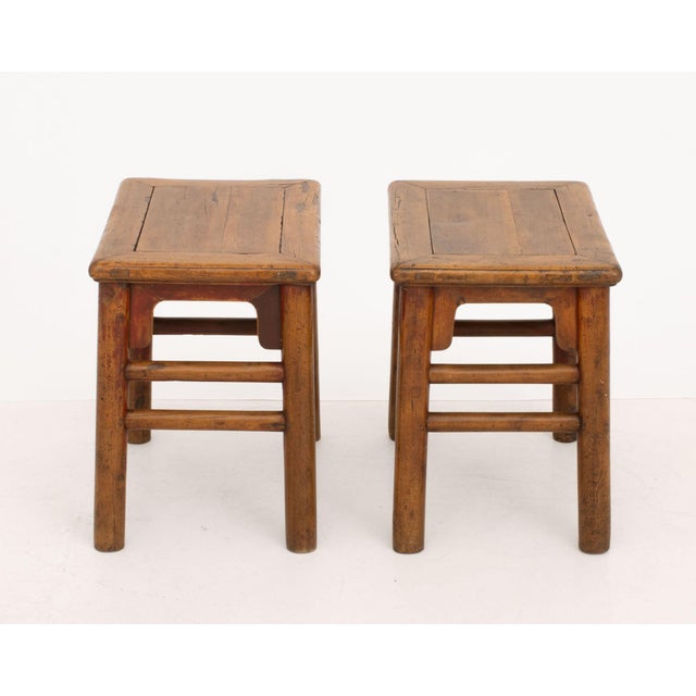 Wood Pair of Chinese Elm Side Tables For Sale - Image 7 of 10