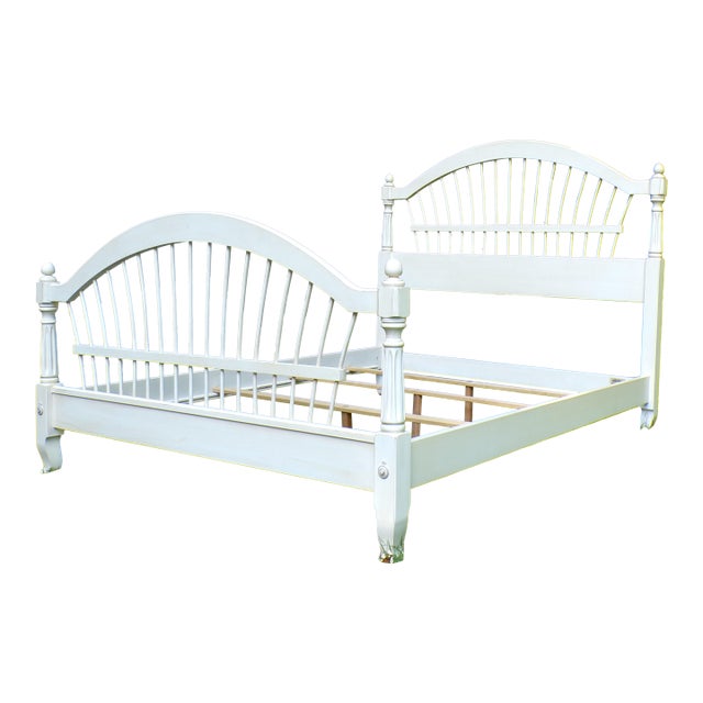 Vintage Ethan Allen Country French Wheatback Queen Bed Frame For Sale