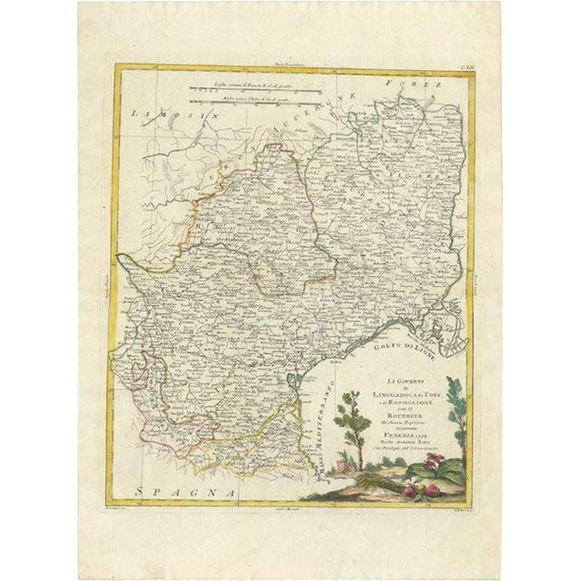 Antique Map of the Region of Languedoc by Zatta, 1779 For Sale