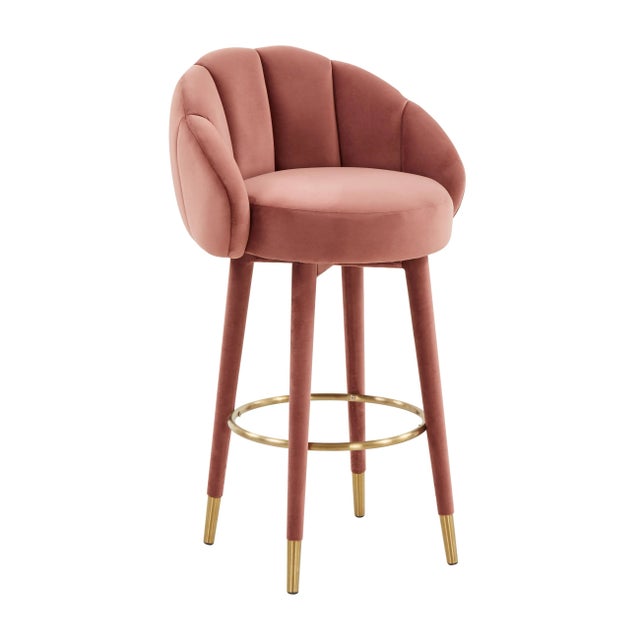 Myla Salmon Swivel Bar Stool For Sale - Image 9 of 9