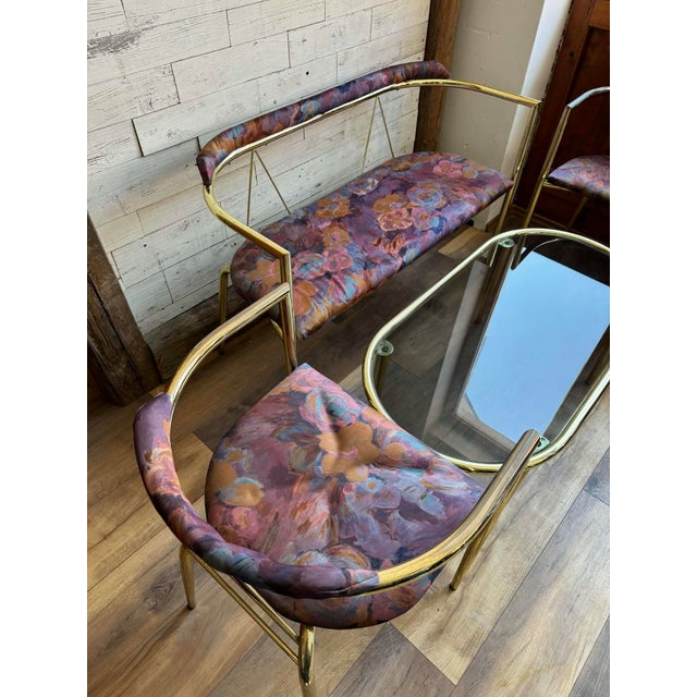 Hollywood Regency Mid-Century Modern Lounge Set in Brass, 1960s, Set of 4 For Sale - Image 3 of 9