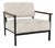 Iron Frame Oak & Linen Arm Chair For Sale