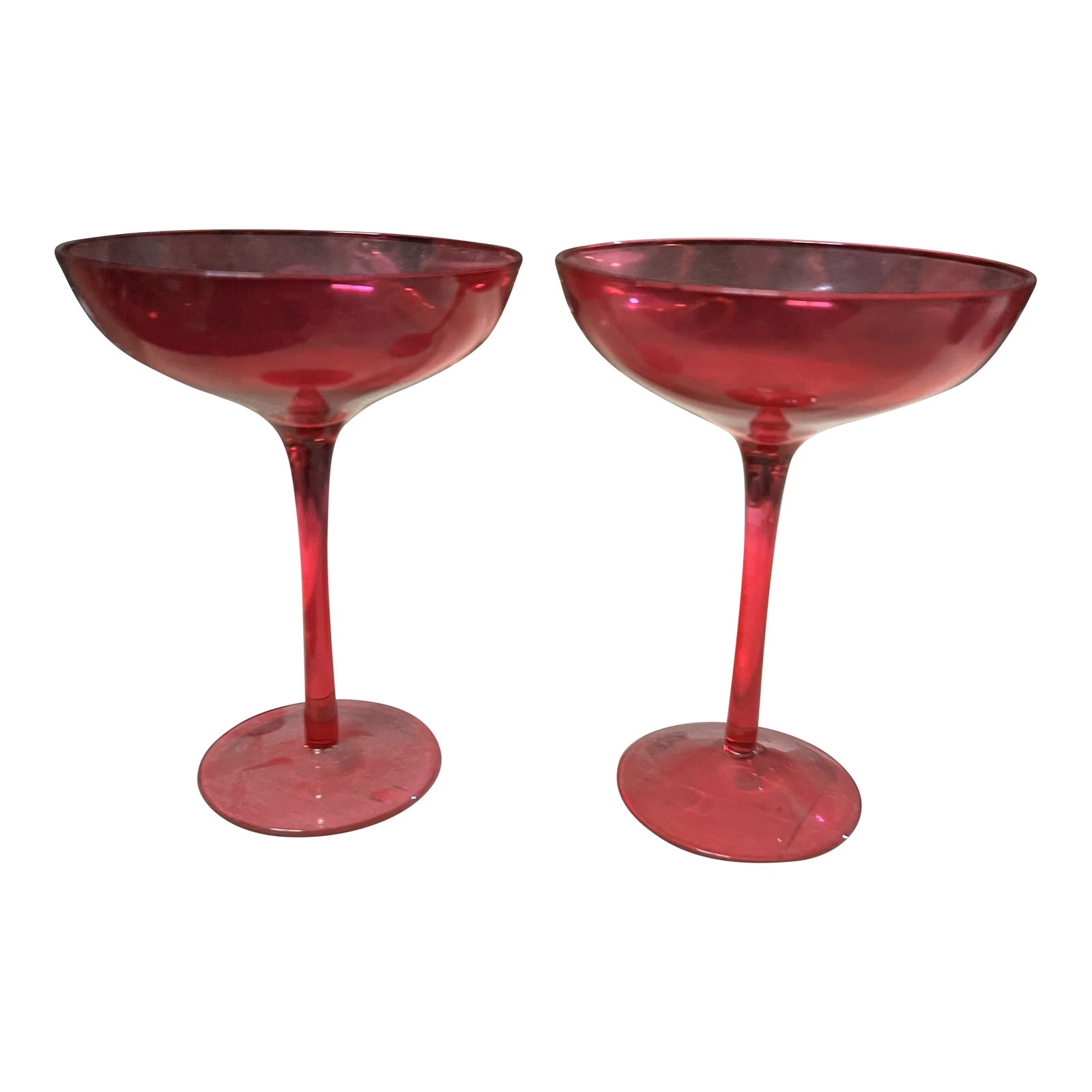 1960s Bright Red Champagne Glasses Set of 2 Chairish