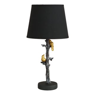Mid-Century Table Lamp in Black and Gold Bird Motif For Sale