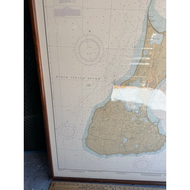 Brown Block Island Rhode Island Framed Nautical Map For Sale - Image 8 of 10
